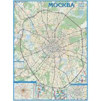 Настенная карта Авто карта Москвы, 1:30000 дерев.багет,пенокарт,л