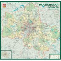 Настенная карта Моск.обл., 1:225 тыс. дерев.багет,пенокарт,ла