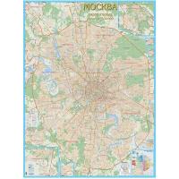 Настенная карта Москва с каждым домом, 1:21000 дерев.багет,пенока