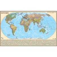 Настенная карта Политическая карта мира 1:25 млн деревянный багет
