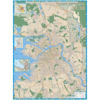 Настенная карта С-Петербург с каждым домой 1:18 тыс., на отвесах