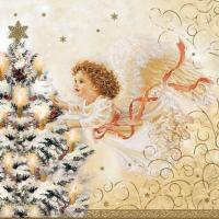 Салфетки Vitto 3сл.25x25 Рождественский ангел (беж.фон) 20шт./уп.