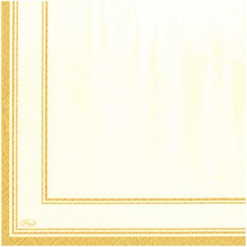 Салфетки бумажная с рисунком PAW 33*33 3-сл Бежевая с золотой рамкой