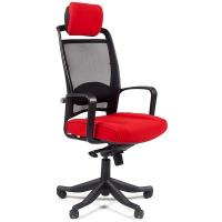 Кресло VT_CH283 ткань красная 26-22, сетка черная, пластик