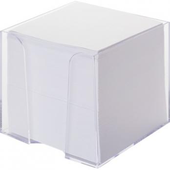 Блок-кубик в стакане 9х9х9 белый бл., прозрачный стакан