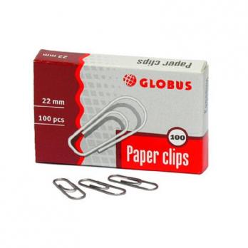 Скрепки Globus  металлические без покрытия 22 мм 100 шт. в упаковке