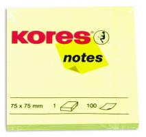 Бумага для заметок Kores (желтая, 75×75мм, 100 листов)