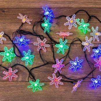 Гирлянда светодиодная Neon-Night Снежинки линия разноцветный свет 30 светодиодов (4.4 м)