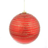 Новогодний шар пластик красный (диаметр 20 см)