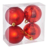 Набор елочных шаров пластик красные (8 см, 4 штуки в упаковке)
