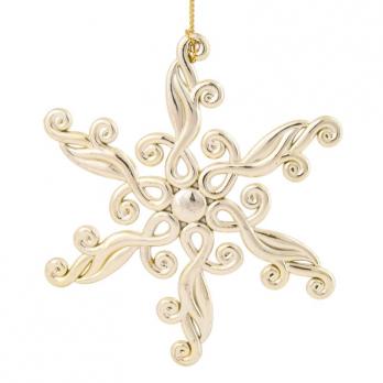 Новогоднее украшение Magic Time Снежинка блестящая полипропилен золотистое (диаметр 11.5 см)
