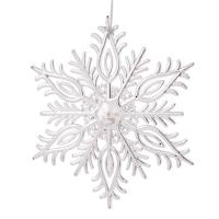 Новогоднее украшение Magic Time Снежинка резная пластик серебристое (высота 14.5 см)