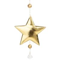 Новогоднее украшение Блестящая золотистое звездочка текстиль золотистое (высота 28 см)