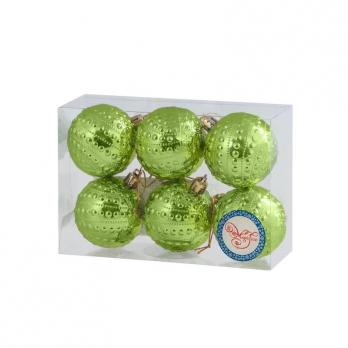 Набор елочных шаров Magic Time Бусинки пластик зеленые (диаметр 6 см, 6 штук в упаковке)