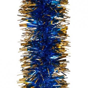 Мишура золотистая/синяя (200х9.5 см)