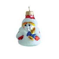 Новогоднее украшение Снегурочка мини стеклянное разноцветное 9 см