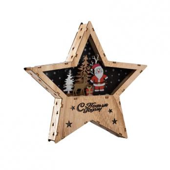 Фигура светодиодная Звезда с Дедом Морозом (22x22x4 см)
