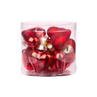 Набор елочных игрушек Красные сердца стекло (высота 4.3 см, 12 штук в упаковке)