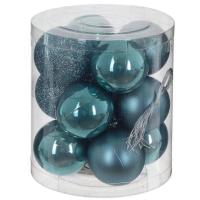 Набор елочных шаров пластик синий (диаметр 4 см, 12 штук в упаковке)