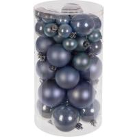 Набор елочных шаров Сказочное великолепие пластик голубой (диаметр 3 см, 4 см, 5 см, 6 см, 40 штук в упаковке)