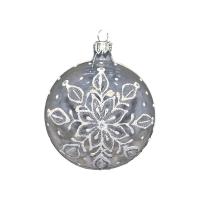 Новогодний шар Кристальная снежинка стекло прозрачный/белый (диаметр 6.5 см)