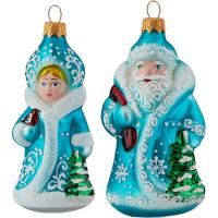 Набор елочных игрушек Снегурочка и Дед Мороз бренда 'Элита' стекло разноцветный