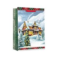 Пакет подарочный ламинированный новогодний Волшебный снежный двор (23x18x10 см)