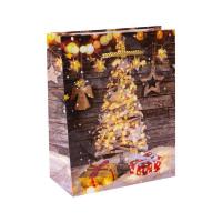 Пакет подарочный ламинированный новогодний Елочка с подарками (14.5x11.5x6 см)