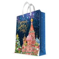 Пакет подарочный ламинированный новогодний Кремль (32.4х26х12.7 см)