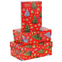 Набор подарочных коробок Miland Новогодние елочки 19х12х7.5-15х10х5 см (3 штуки)