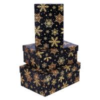 Набор подарочных коробок Miland Золотые снежинки 19х12х7.5-15х10х5 см (3 штуки)