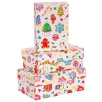 Набор подарочных коробок Miland Новогодние сладости 19х12х7.5-15х10х5 см (3 штуки)