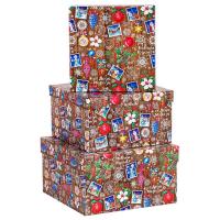 Набор подарочных коробок Miland Новогодняя почта 19.5x19.5x11-15.5x15.5x9 см (3 штуки)