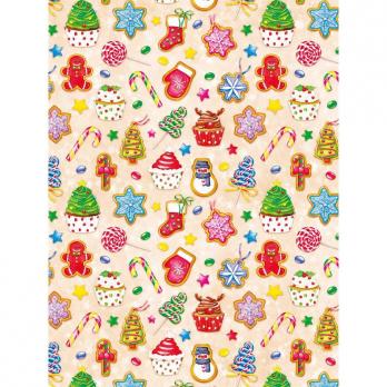 Бумага упаковочная Miland Новогодние сладости разноцветная (в рулоне, 70x100 см)