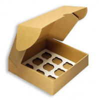 Коробка для капкейков, без вставки, бурая, 240х240х100 мм